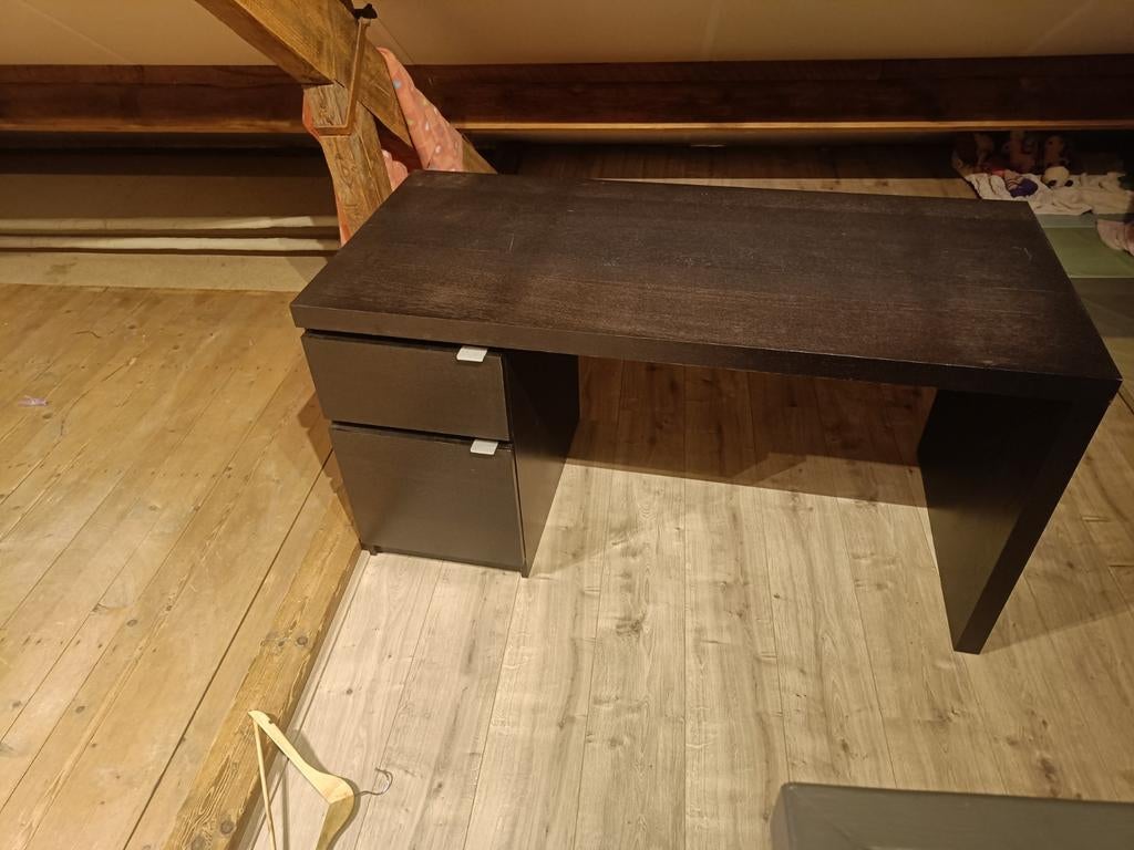 IKEA Malm bureau met lade & kast, Huis en Inrichting, Bureaus, Ophalen, Met lades, Gebruikt, Spaanplaat of MDF