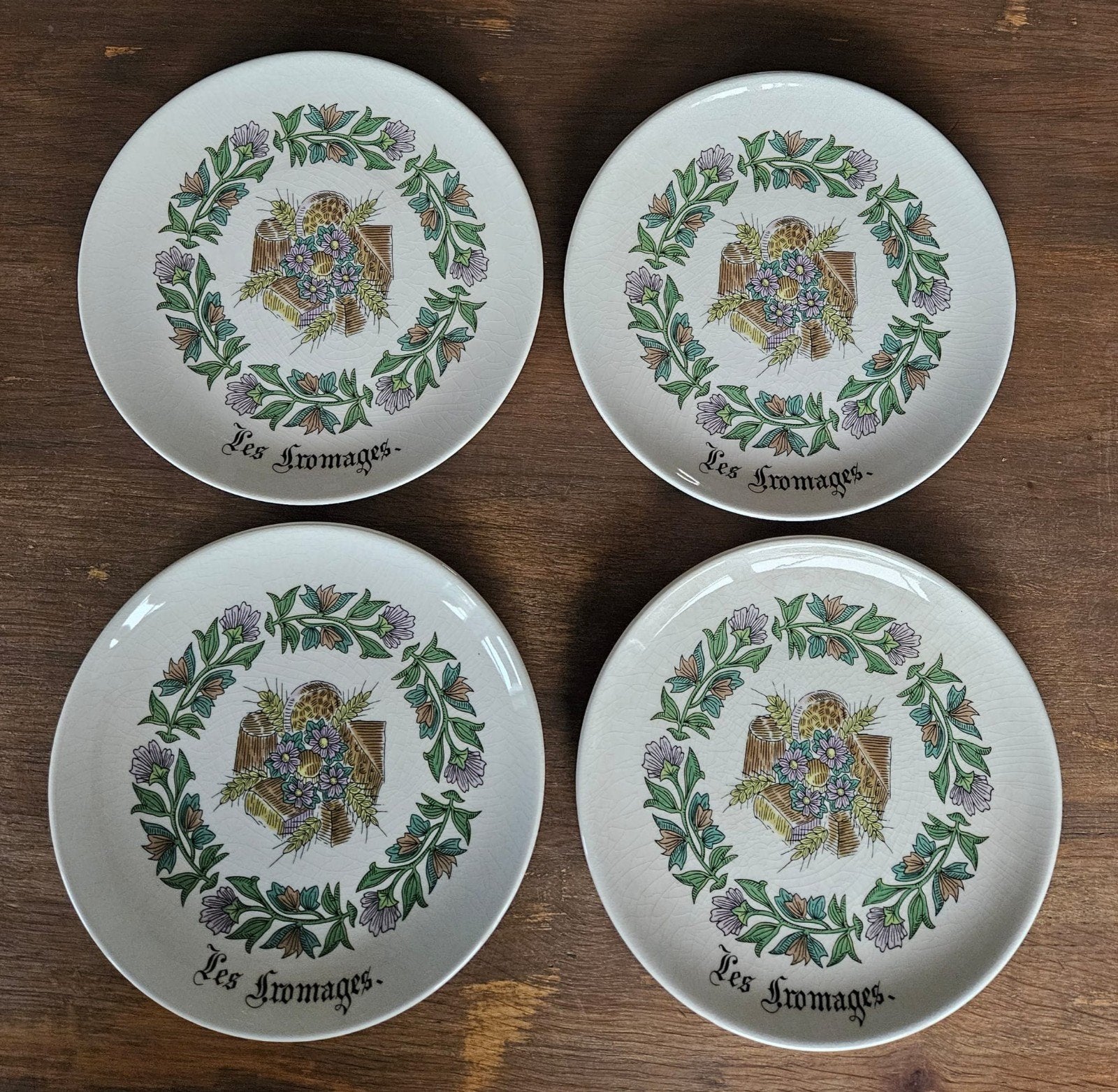 4 vintage Franse kaasborden – GIEN France – Les Fromages, Antiek en Kunst, Ophalen of Verzenden