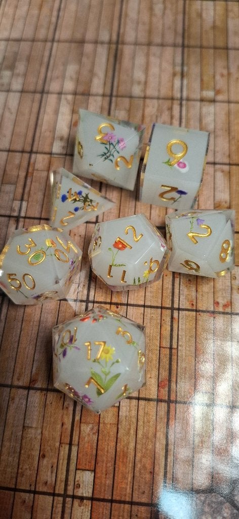 D&D RPG dice flowers of the valley