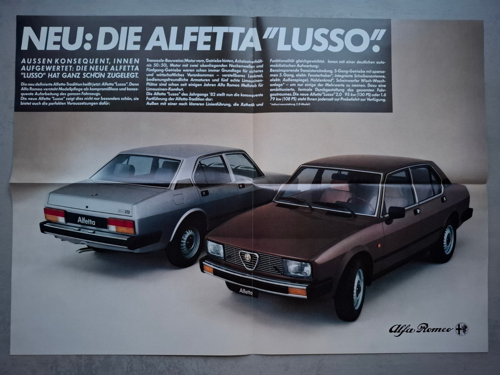 Alfa Romeo Alfetta "Lusso" folder - 1982, Ophalen of Verzenden, Zo goed als nieuw, Alfa Romeo