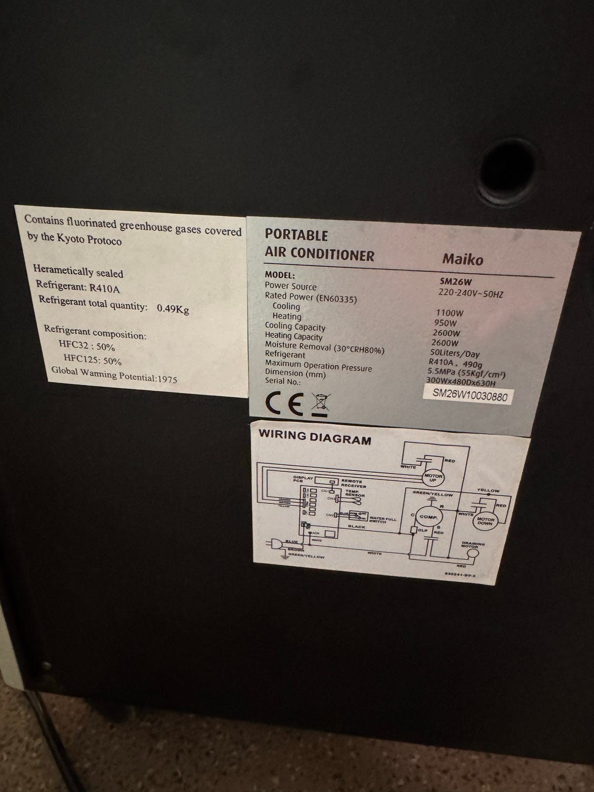 Maiko SM26W Mobiele Airco - Koelen, Ontvochtigen, Verwarmen, Witgoed en Apparatuur, Airco's, Ophalen, Gebruikt, Minder dan 60 m³