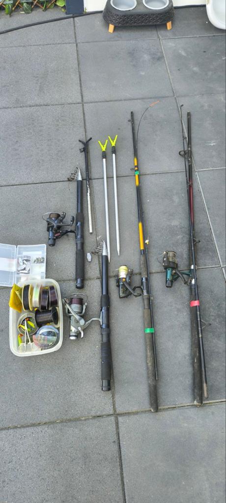 Complete visuitrusting: hengels, molens en accessoires, Watersport en Boten, Hengelsport | Algemeen, Ophalen of Verzenden, Gebruikt
