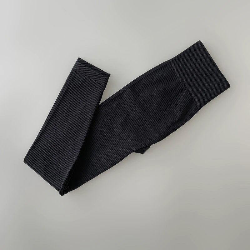 Zwarte yoga dames ribbroek broek sport fitness legging, Verzenden, Nieuw, Zwart, Fitness of Aerobics