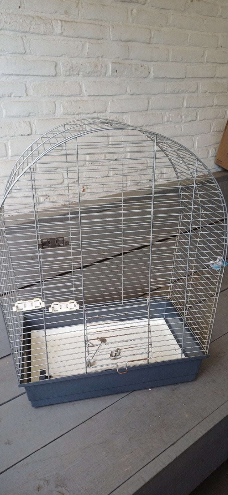 Vogelkooi met accessoires., Ophalen, Gebruikt, Metaal, Vogelkooi