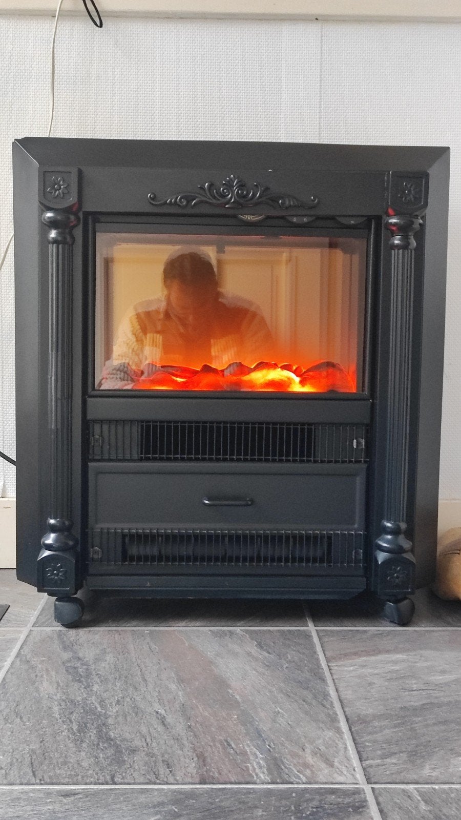 Elektrisch sfeerhaardje met verwarmingsfunctie, Ophalen of Verzenden, Gebruikt, Vrijstaande haard, Elektrische haard