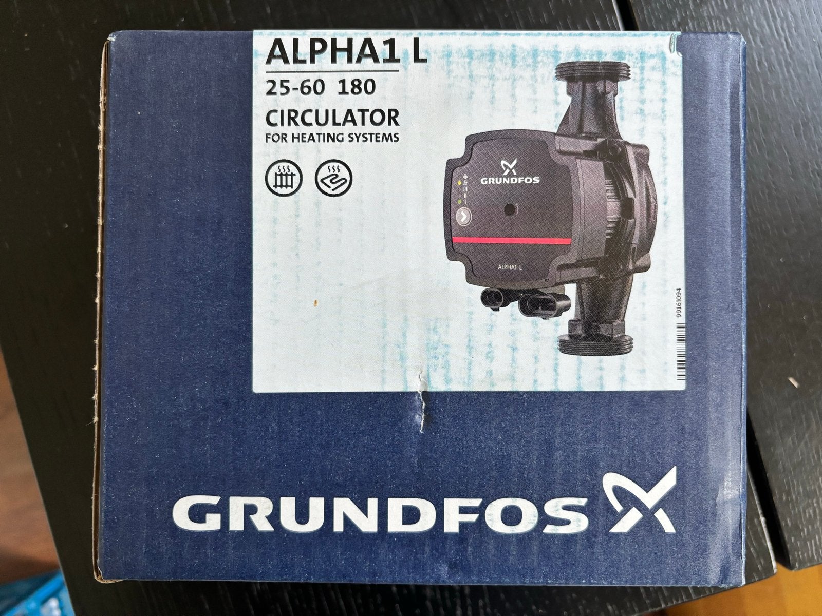 Grundfos ALPHA1 L 25-60 180 Circulator Nieuw in Doos, Doe-het-zelf en Verbouw, Verwarming en Radiatoren, Ophalen, Minder dan 30 cm