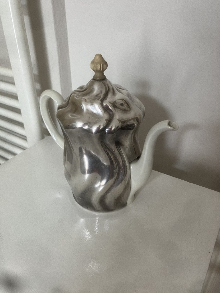 Vintage Art Deco theepot van het bekende Duitse merk HKE, Gebruikt, Beige, Ophalen of Verzenden, Klassiek