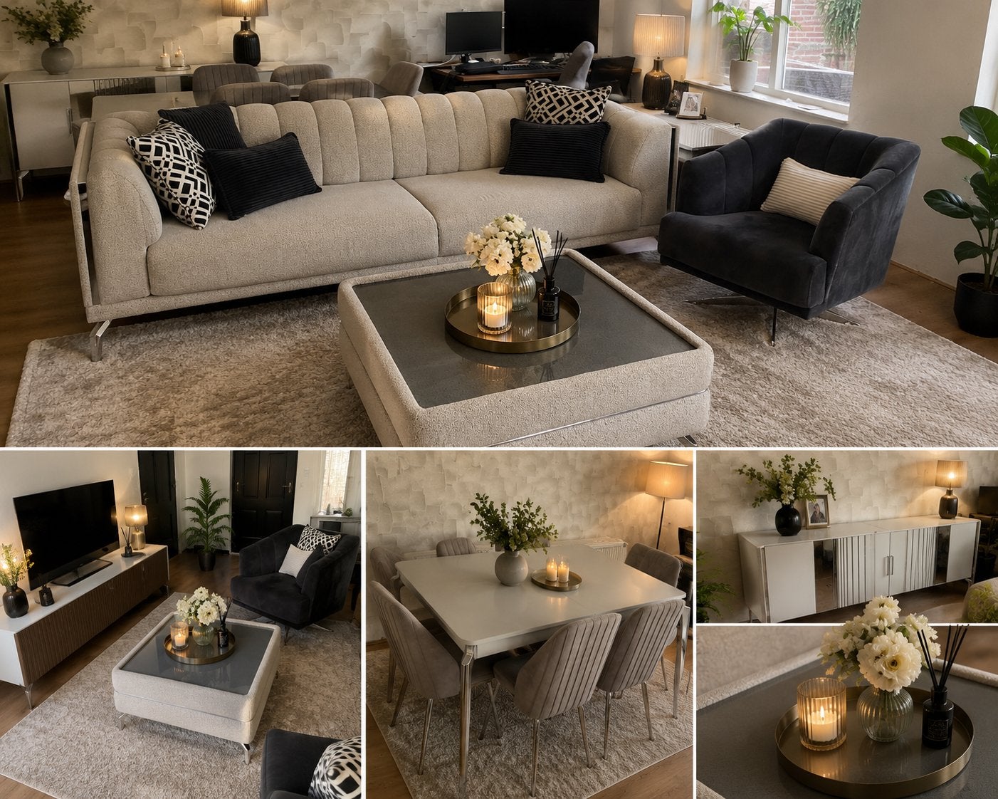 Complete luxe woonkamer Hotel Chique | Zo goed als nieuw, Huis en Inrichting, Ophalen, Zo goed als nieuw, Rechte bank