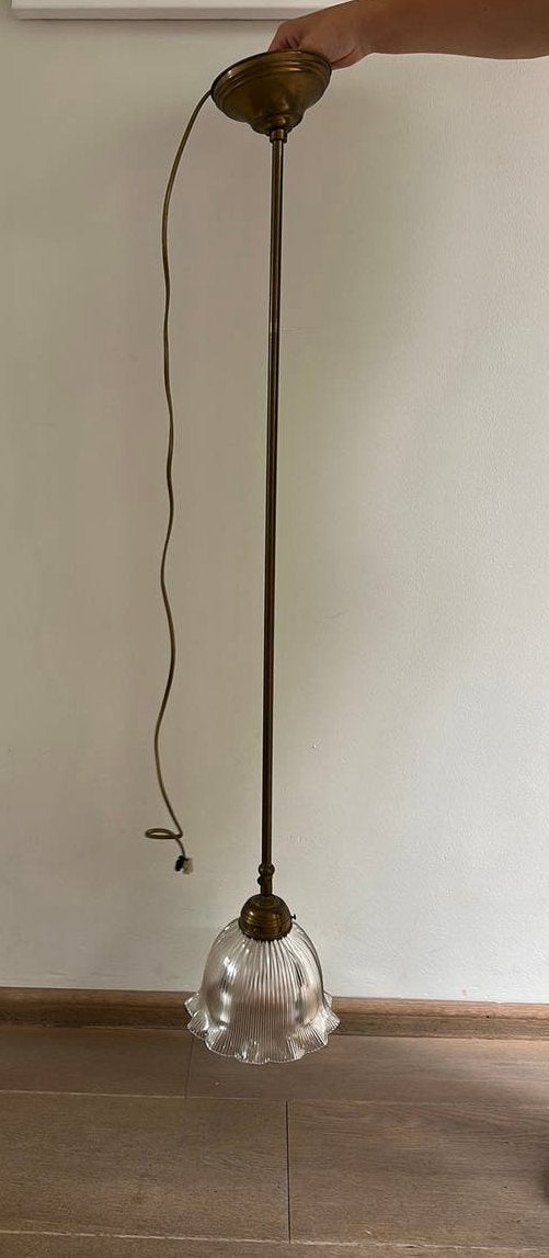 Antieke pendel met glazen lampekap, Ophalen, Minder dan 50 cm