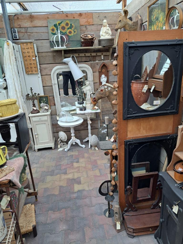 Grote witte spiegel brocant,vintage,landelijk, Ophalen, X, X, X