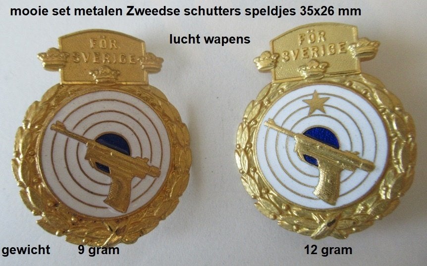 schietsport, set Zweedse speldjes, schieten, luchtrdruk, Verzamelen, Ophalen of Verzenden, Nieuw, Overige onderwerpen, Speldje of Pin