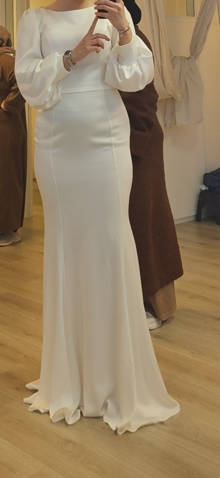 Elegante Trouwjurk met Lange Mouwen 40/42, Trouwjurk, Wit, Ophalen of Verzenden, Onbekend