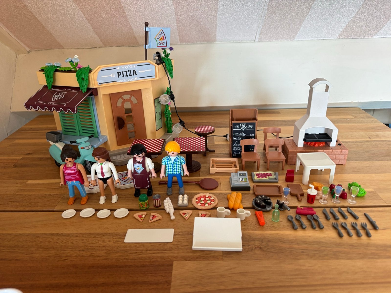 Playmobil Pizzeria met terras en accessoires, Gebouw, Complete set, Ophalen of Verzenden, Zo goed als nieuw