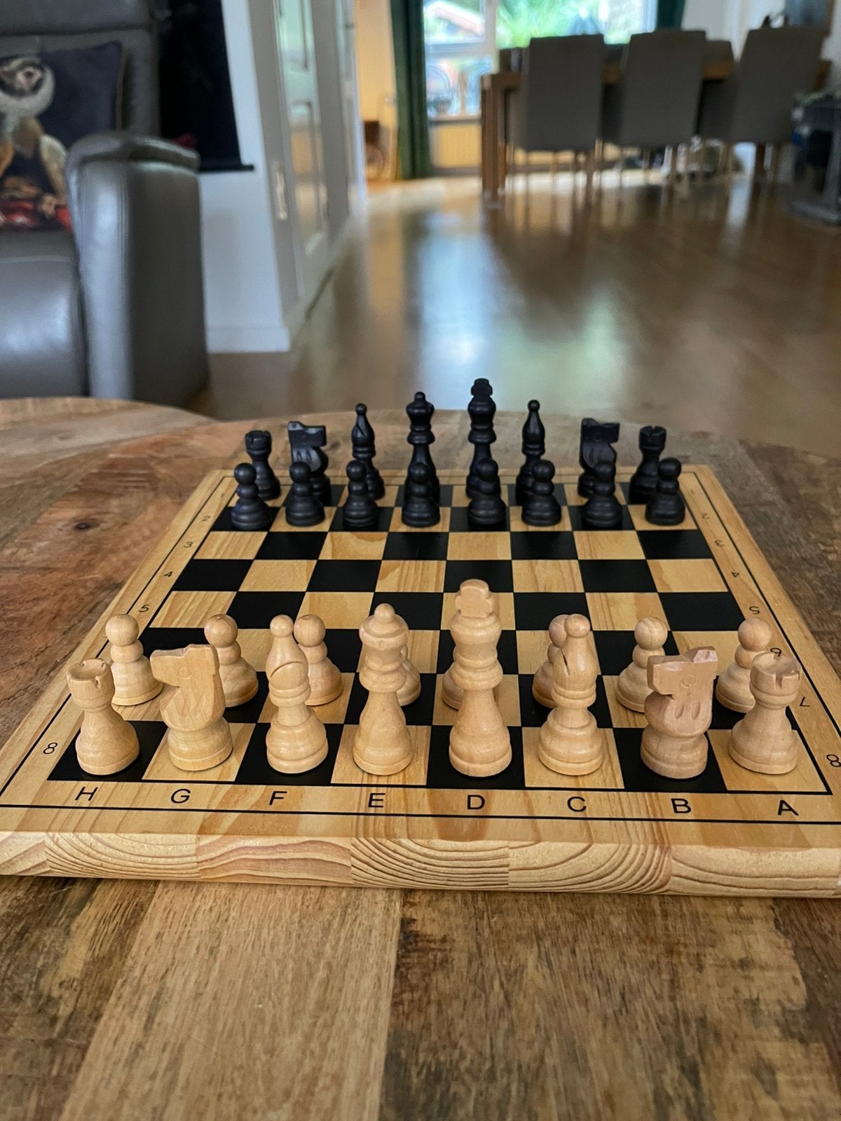 Houten schaakspel, Hobby en Vrije tijd, Ophalen of Verzenden, Zo goed als nieuw