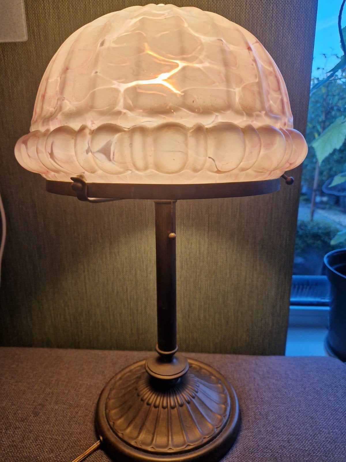 Vintage glazen tafellamp met trekkoord, Ophalen