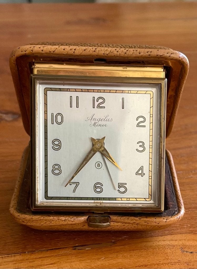 Vintage Angelus Minor 8-daags reisklokje, Antiek en Kunst, Antiek | Klokken, Ophalen of Verzenden