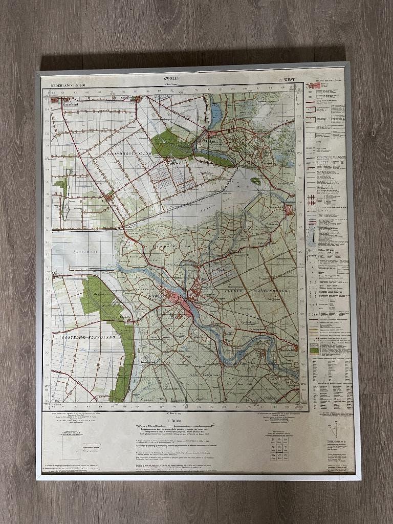 oude stafkaart Kampen Zwolle Zalk 1960, Ophalen of Verzenden, Landkaart, 1800 tot 2000, Nederland
