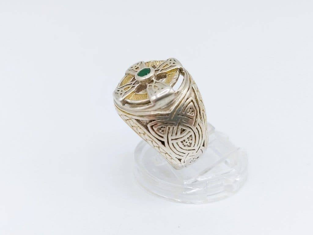 Keltische kruis ring, Franklin mint, smaragd, 18 mm, 18 tot 19, Info@zilverwebsite.nl, Verzenden, Zo goed als nieuw