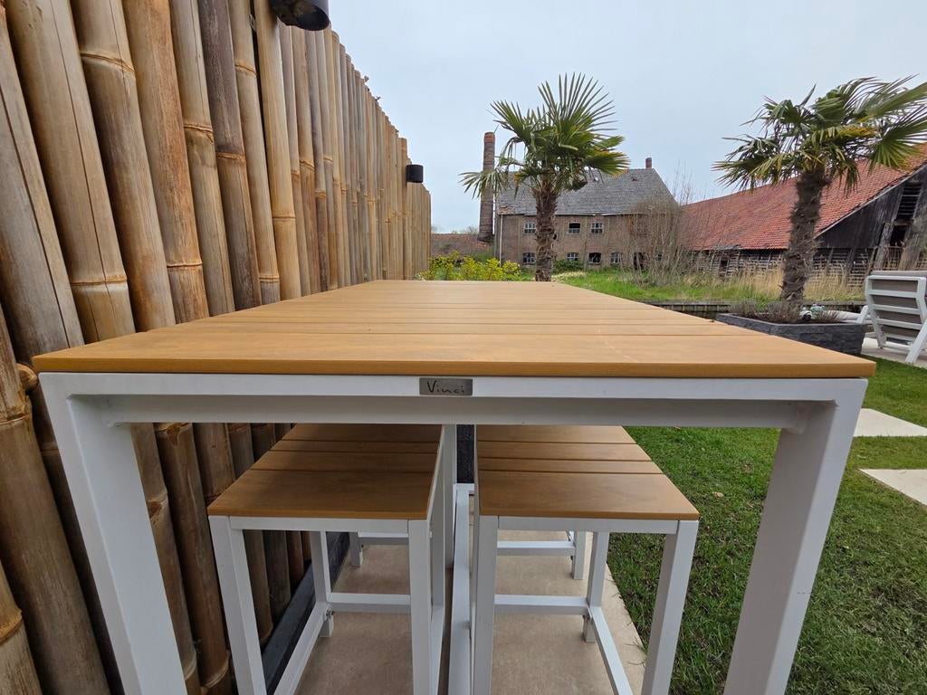 Vinci Bartafel Aluminium Polywood teak + 4 krukken, Ophalen, Zo goed als nieuw