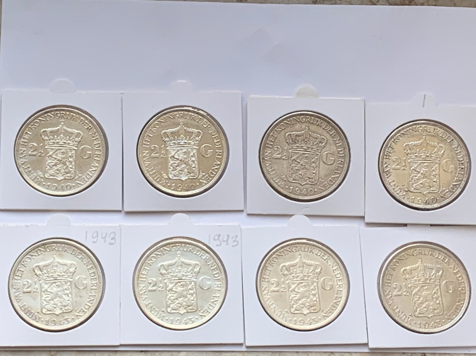 8 prachtige zilveren rijksdaalders wilhelmina 1940 en 1943, Postzegels en Munten, Munten | Nederland, Ophalen of Verzenden, Koningin Wilhelmina
