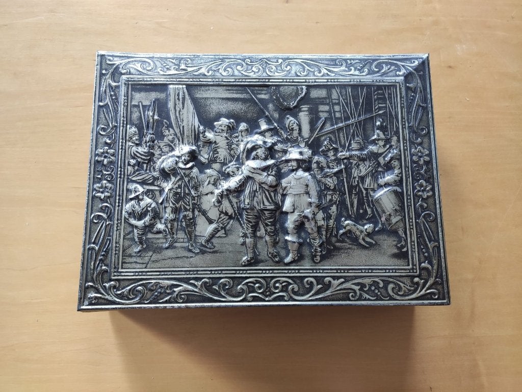 Vintage Koekblik – 'De Nachtwacht' (31x23 cm), Ophalen of Verzenden, Gebruikt, Overige, Overige merken