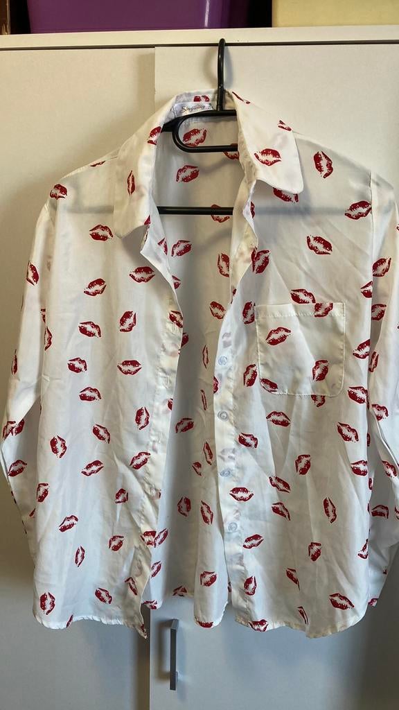 Toffe kusjes blouse - S, Ophalen of Verzenden, Zo goed als nieuw, Maat 36 (S), Wit