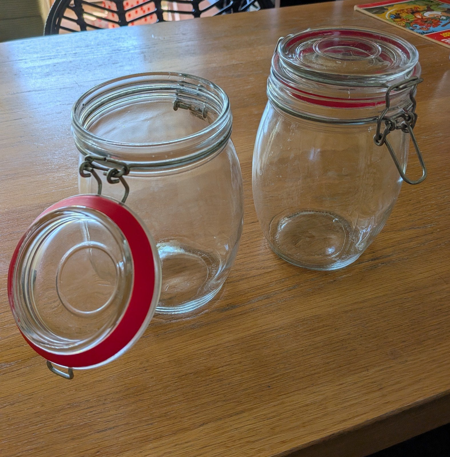 2 Glazen weckpotten 1L, Huis en Inrichting, Keuken | Potten en Pannen, Ophalen, Glas, Pot, Bus of Blik