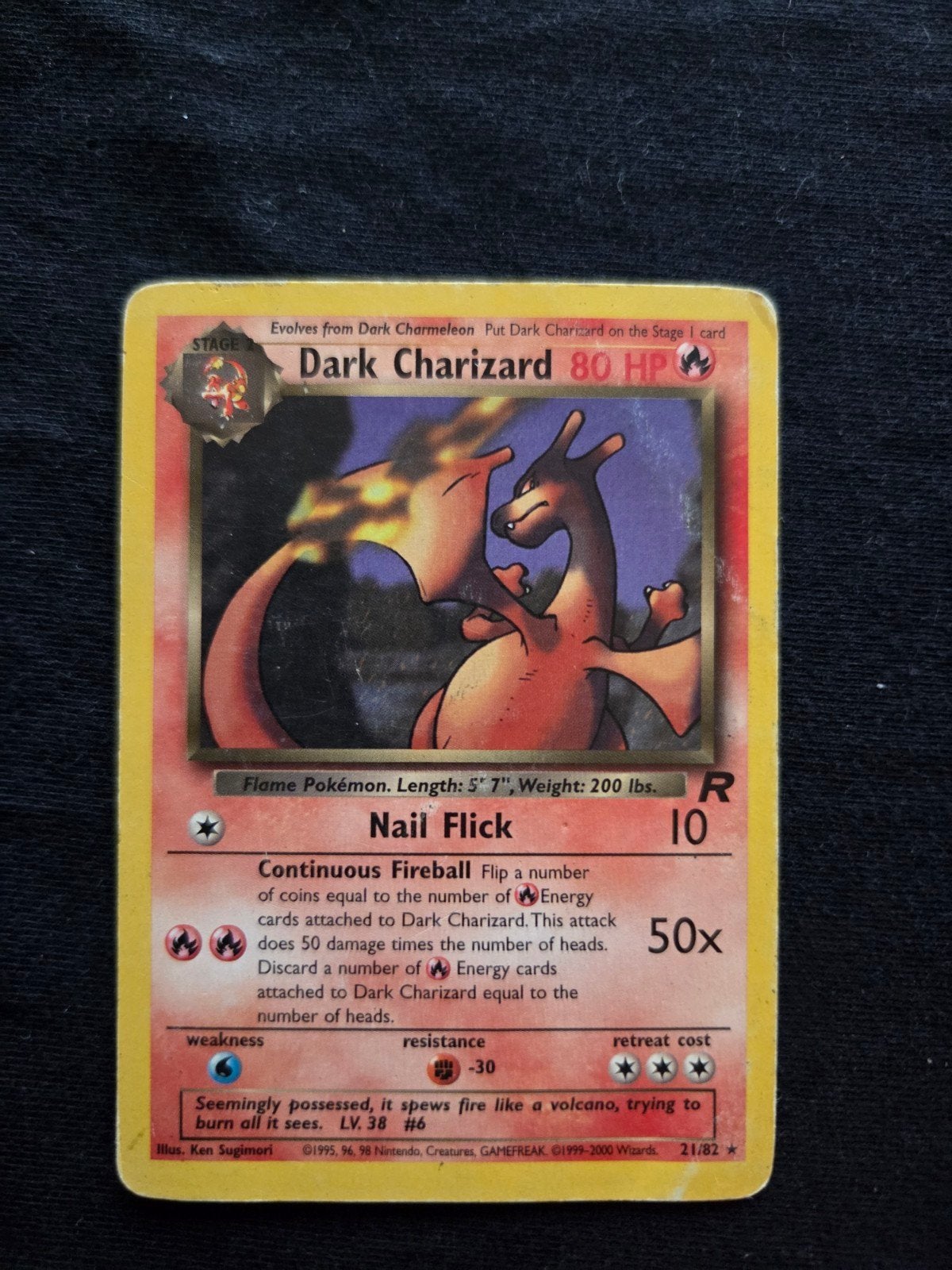 Dark Charizard Pokémon kaart (21/82) - Team Rocket, Ophalen of Verzenden, Gebruikt, Losse kaart
