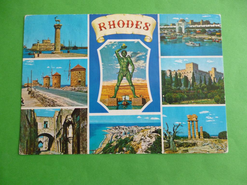 ansichtkaart Rhodos meerluik Griekenland, Verzamelen, Ophalen of Verzenden, 1960 tot 1980, Gelopen, Overig Europa