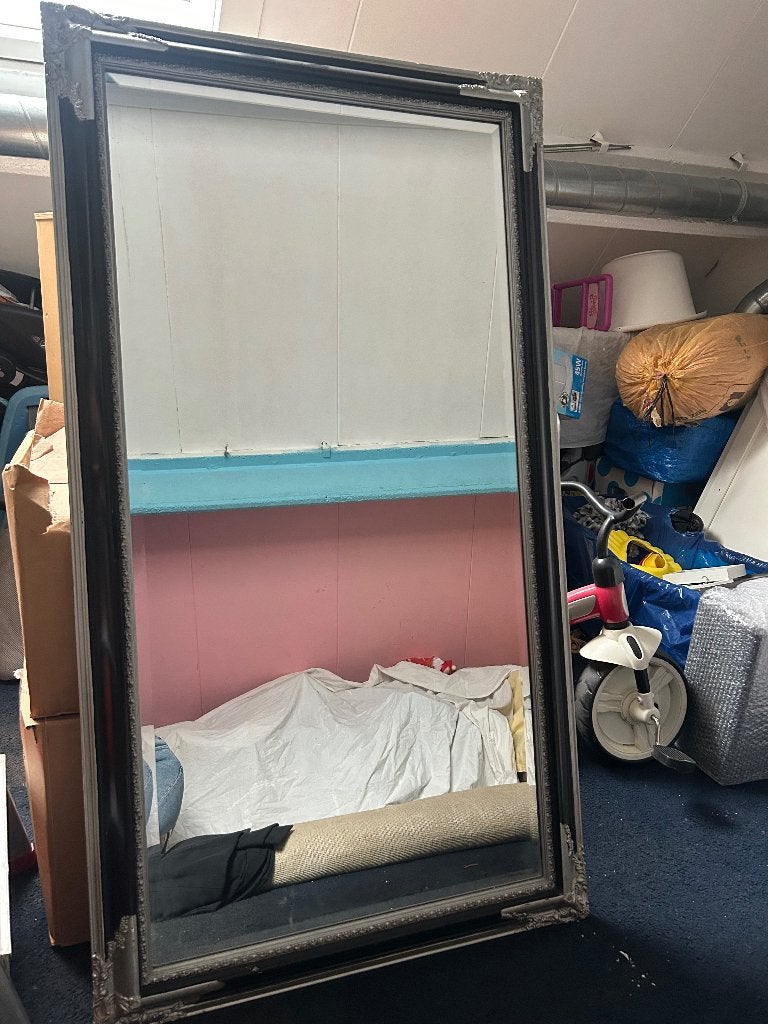 Spiegel zilver zwart, Huis en Inrichting, Ophalen, Minder dan 50 cm, Gebruikt, 100 tot 150 cm