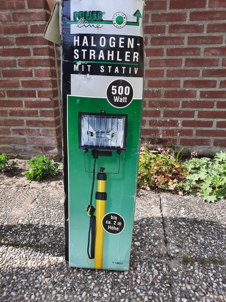 Nieuwe Powerline Halogeenstraler 500W met Statief, Hobby en Vrije tijd, Ophalen of Verzenden, Nieuw