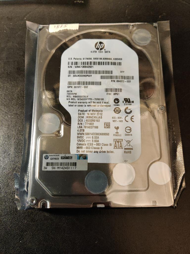 HP 4TB WD4000ECVJK SATA [HDD-1555]  15-3, Computers en Software, Harde schijven, Intern, Refurbished, Ophalen of Verzenden, 4tb