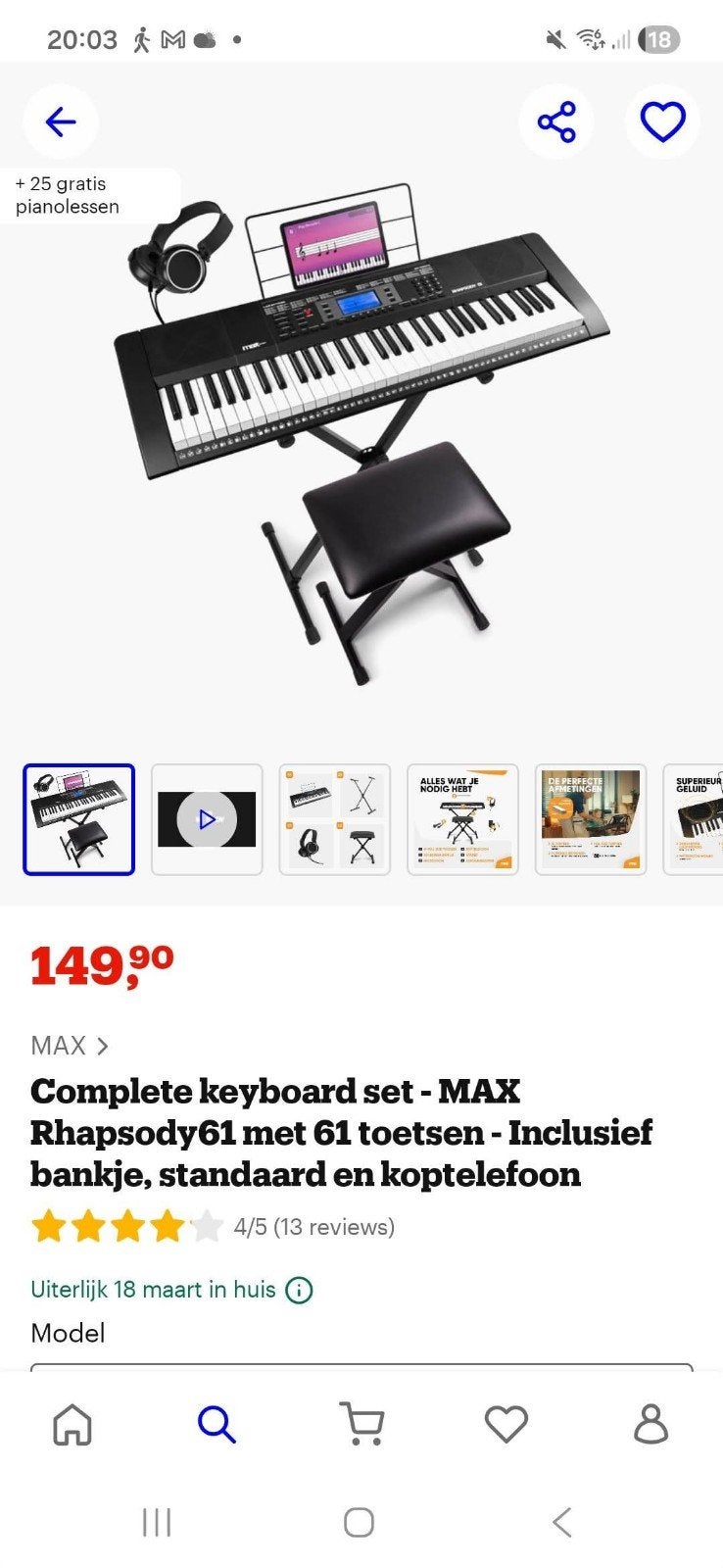 Keyboard, 61 toetsen, Nieuw, Midi-aansluiting, Ophalen