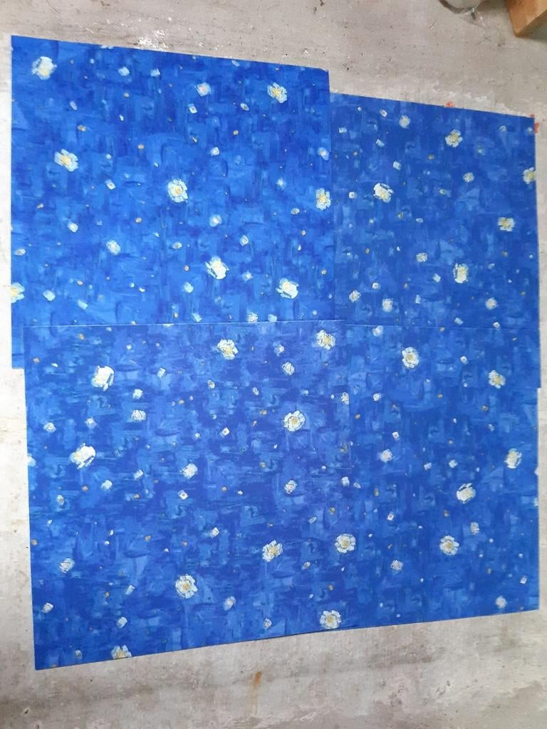 4 nieuwe unieke Tapijttegels van Gogh sterrennacht, Ophalen of Verzenden, Nieuw, 50 tot 100 cm, 50 tot 100 cm
