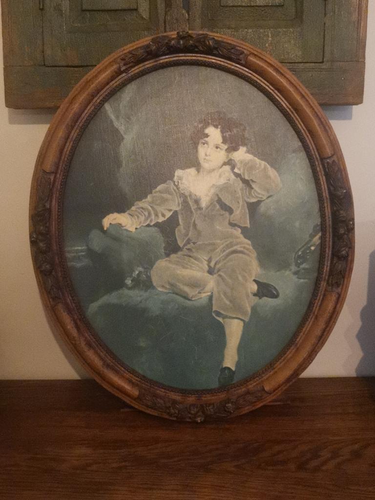 Antieke lijst met afbeelding van jongen, Ophalen of Verzenden