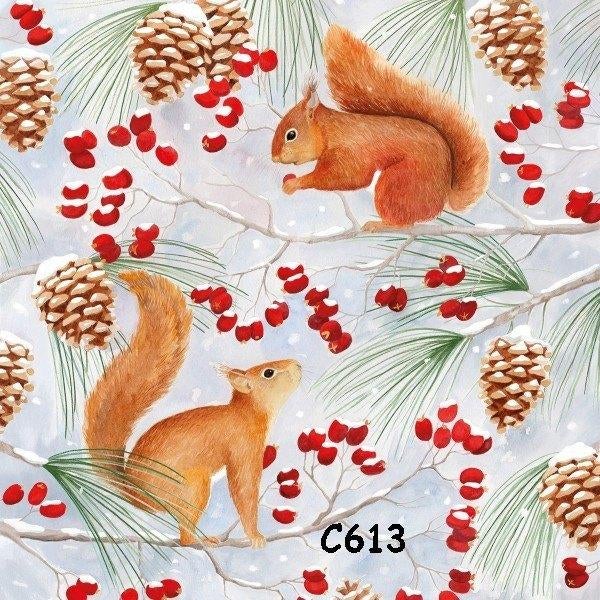 Servetten decoupage/bullet journal * eekhoorntjes C613, Verzenden, Nieuw