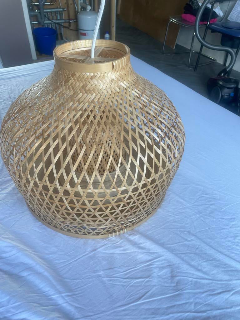 Mooie rotan hanglamp van Ikea, Ophalen, Zo goed als nieuw, Overige materialen, 50 tot 75 cm