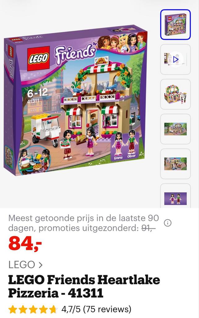 LEGO Friends Heartlake Pizzeria - 41311, Inclusief minifiguren, Gebruikt, Lego, Friends