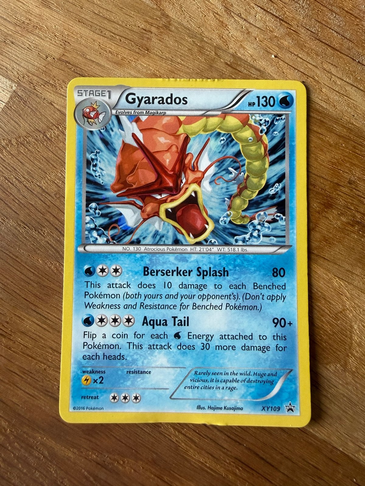 Gyarados Pokémon kaart XY109 - Zeldzaam en Krachtig, Verzenden, Zo goed als nieuw, Losse kaart