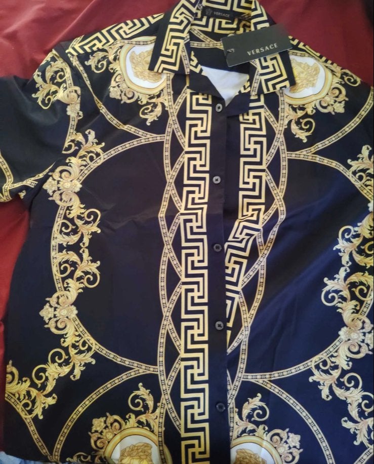 Versace-stijl overhemd met gouden print, Ophalen of Verzenden, Nieuw, Zwart, Halswijdte 39/40 (M)