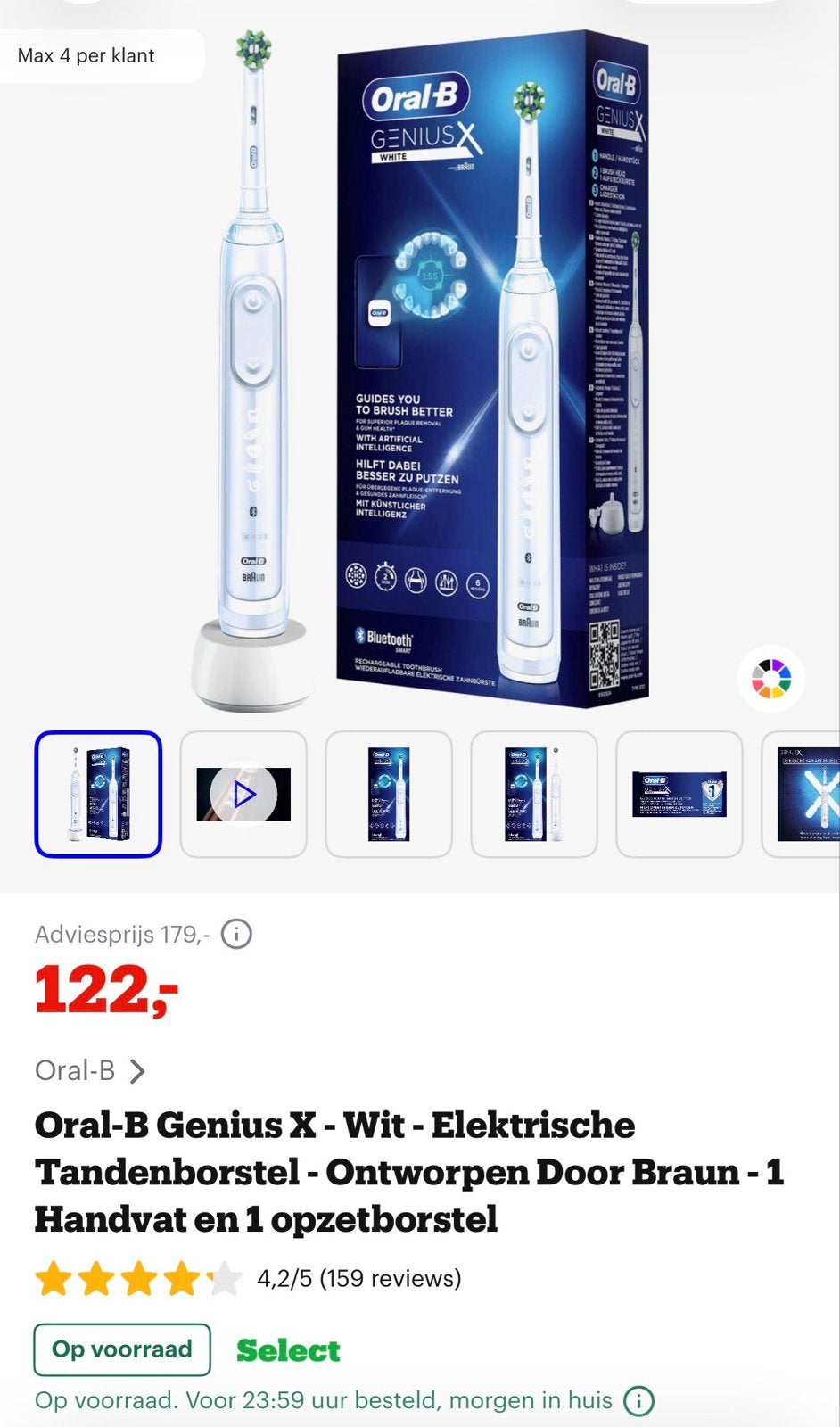 Oral-B Genius X - Wit - Elektrische Tandenborstel, Ophalen of Verzenden, Nieuw, Mondverzorging