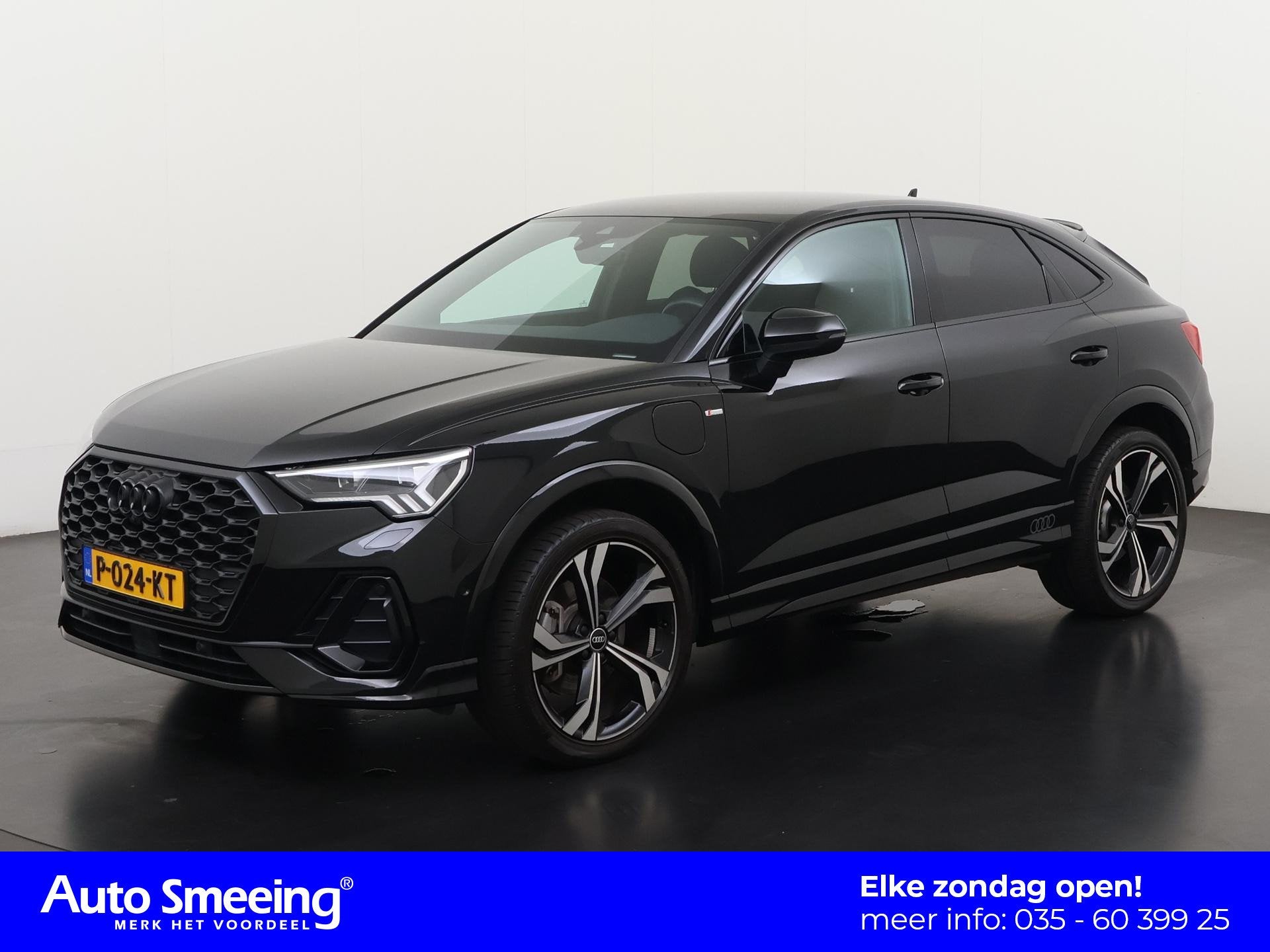 Audi Q3 Sportback 45 TFSIe S Line Black optiek | Leder | Tre, Auto's, Audi, 12 maanden, Gebruikt, Zwart, Hybride Elektrisch/Benzine