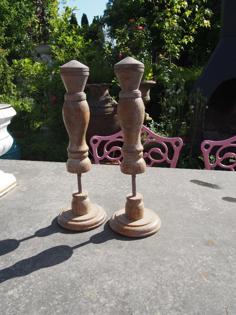 2 Houten Ornamenten op Voet, Huis en Inrichting, Woonaccessoires | Overige, Ophalen of Verzenden, Gebruikt, Hout