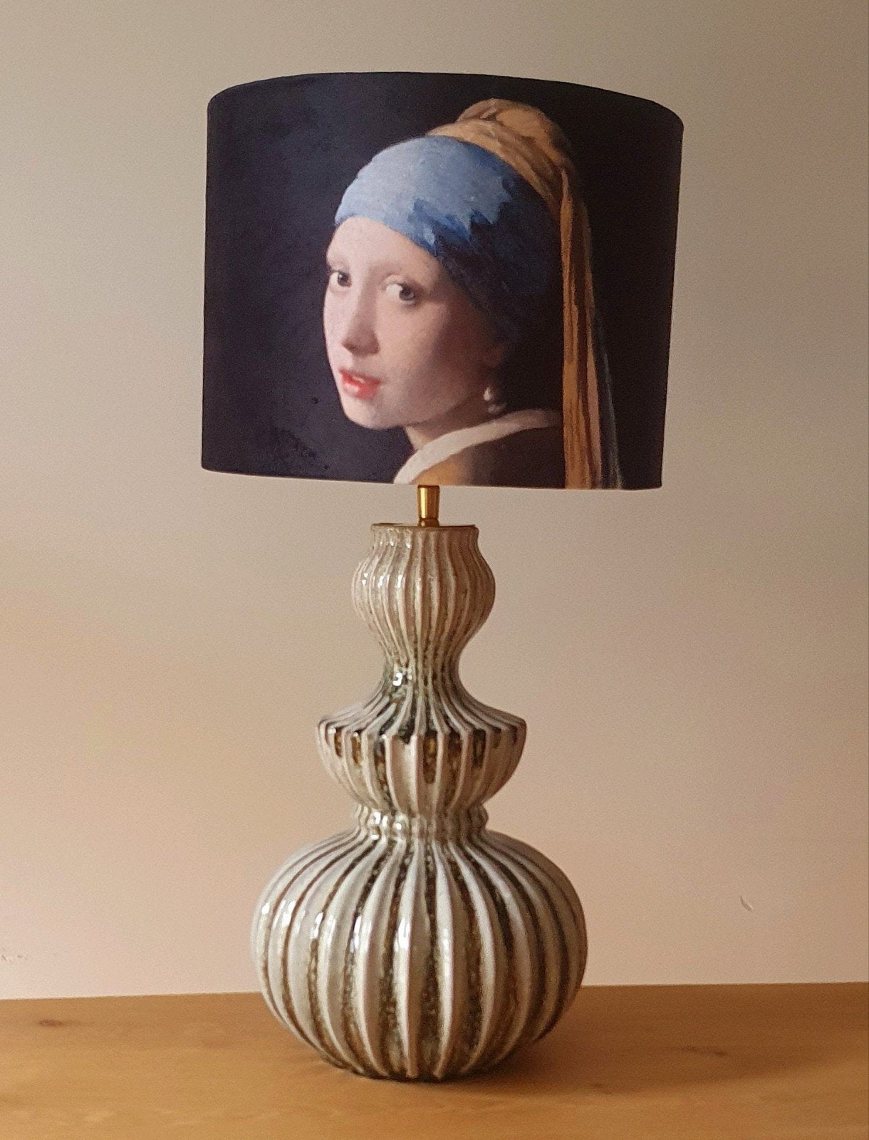 Nieuwe handgemaakte lamp Meisje met de Parel, 30x62 cm, Met schakelaar, Keramiek, Nieuw, Ophalen of Verzenden