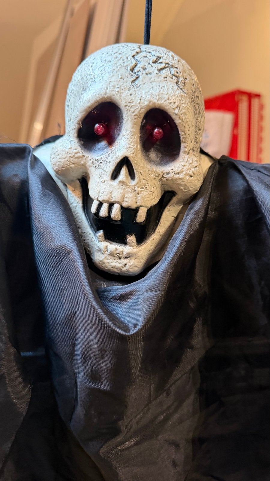 Hangende Halloween Skelet Decoratie met Licht en Geluid, Ophalen of Verzenden, Gebruikt, Versiering, Halloween of Griezel
