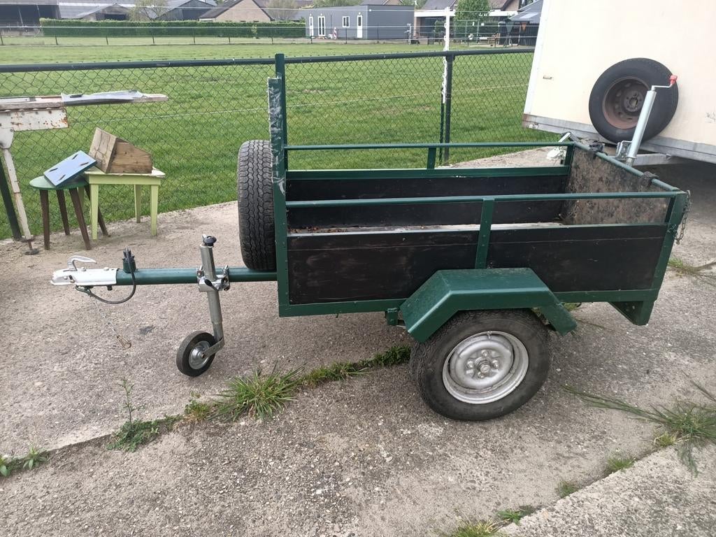 Aanhanger aanhangertje klein en smal bijv achter zitmaaier, Ophalen, Gebruikt, Benzine