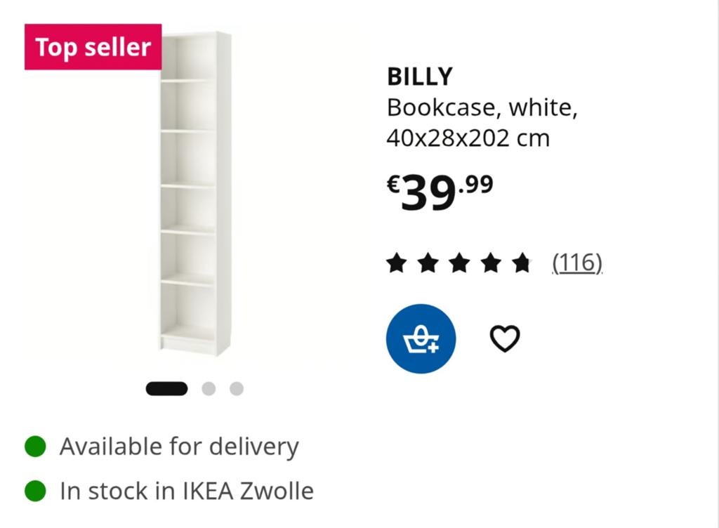 Billy ikea, Ophalen, Zo goed als nieuw, Overige typen