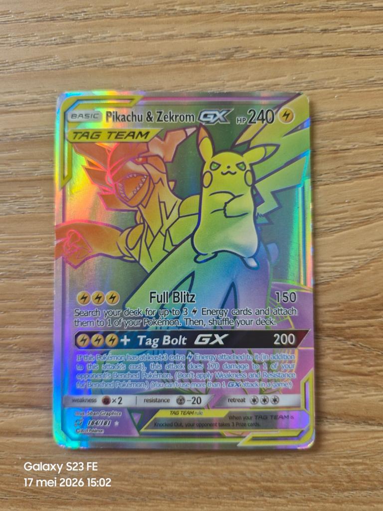 Pikachu & Zekrom GX TAG TEAM Pokémon Kaart 184/181, Hobby en Vrije tijd, Verzamelkaartspellen | Pokémon, Ophalen of Verzenden