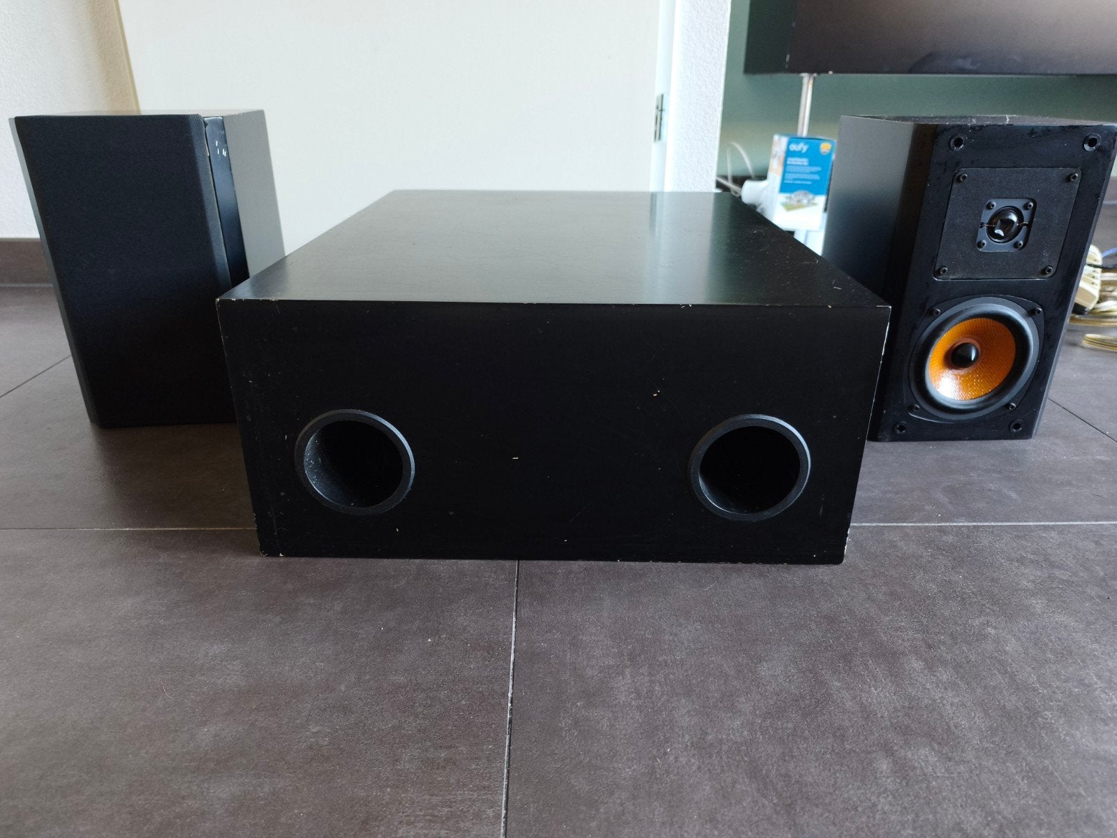 zelfbouw subwoofer systeem met 2 sateliet speakers, Ophalen, Gebruikt, Speakers, Overige merken