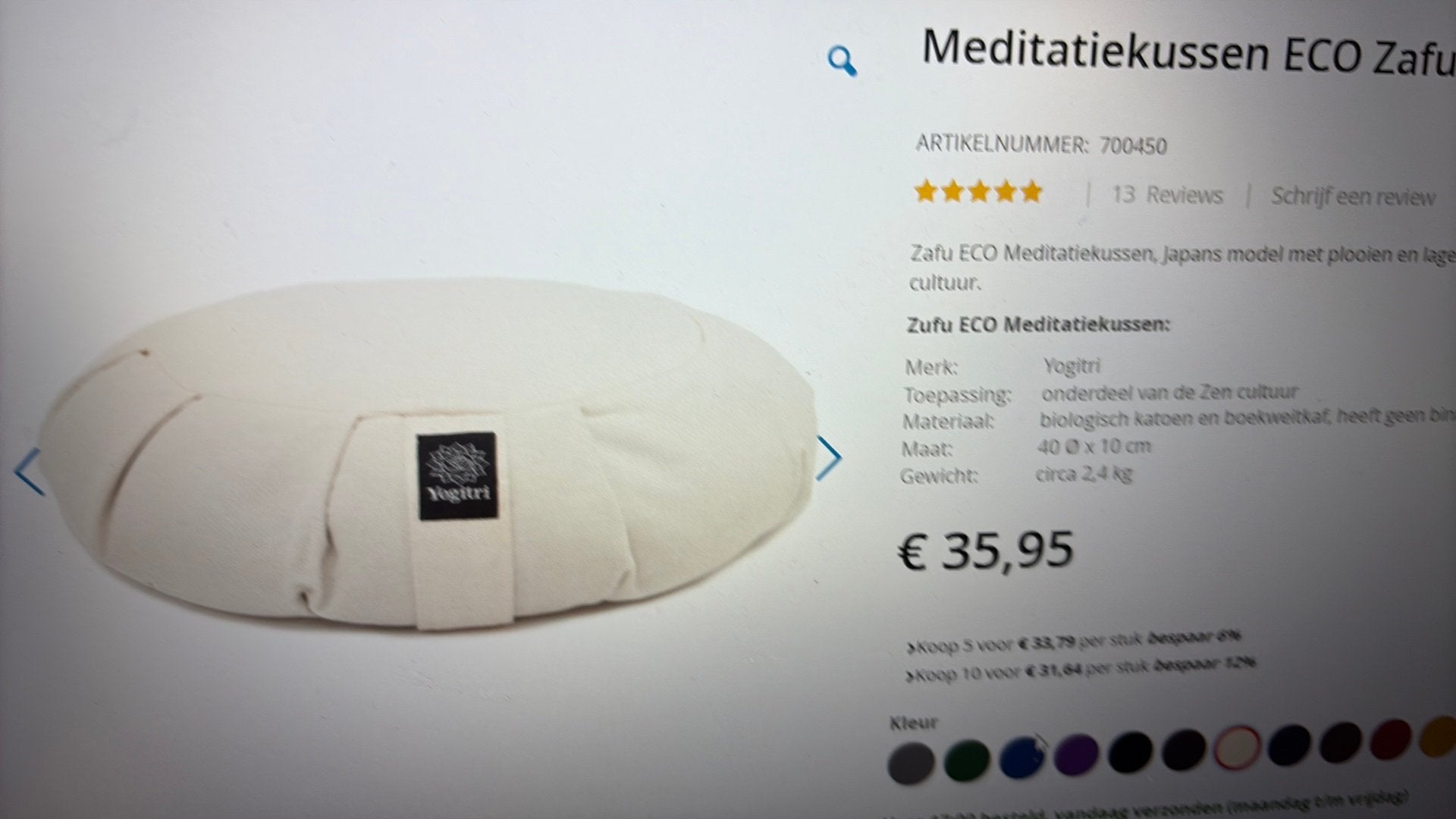 Meditatiekussen ECO Zafu, Sport en Fitness, Yoga en Pilates, Ophalen, Overig